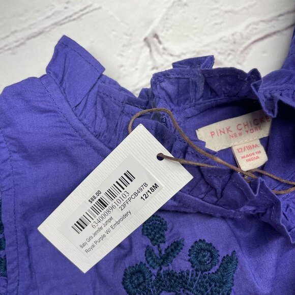 NEW Pink Chicken 12-18 mo Jennifer Jumper Royal Purple Embroidery Flutter Sleeve - Picture 5 of 6